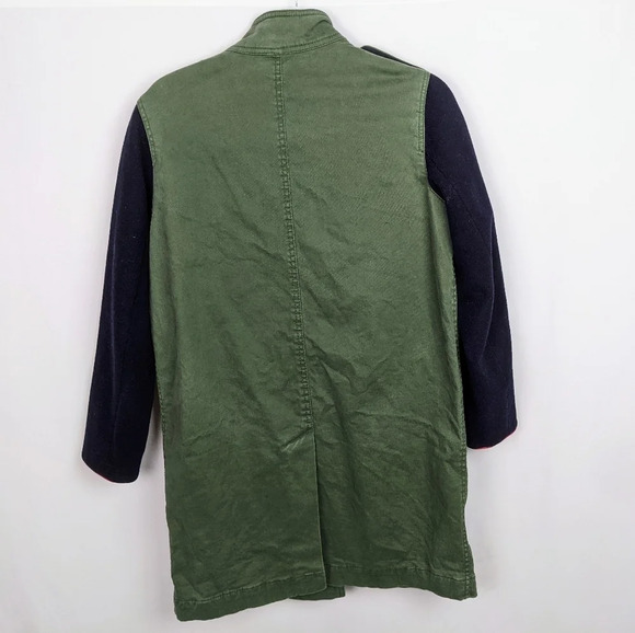 Zara Contrast Sleeve Oversized Cargo Military Coat Jacket Parka Cotton Wool M - Picture 6 of 12